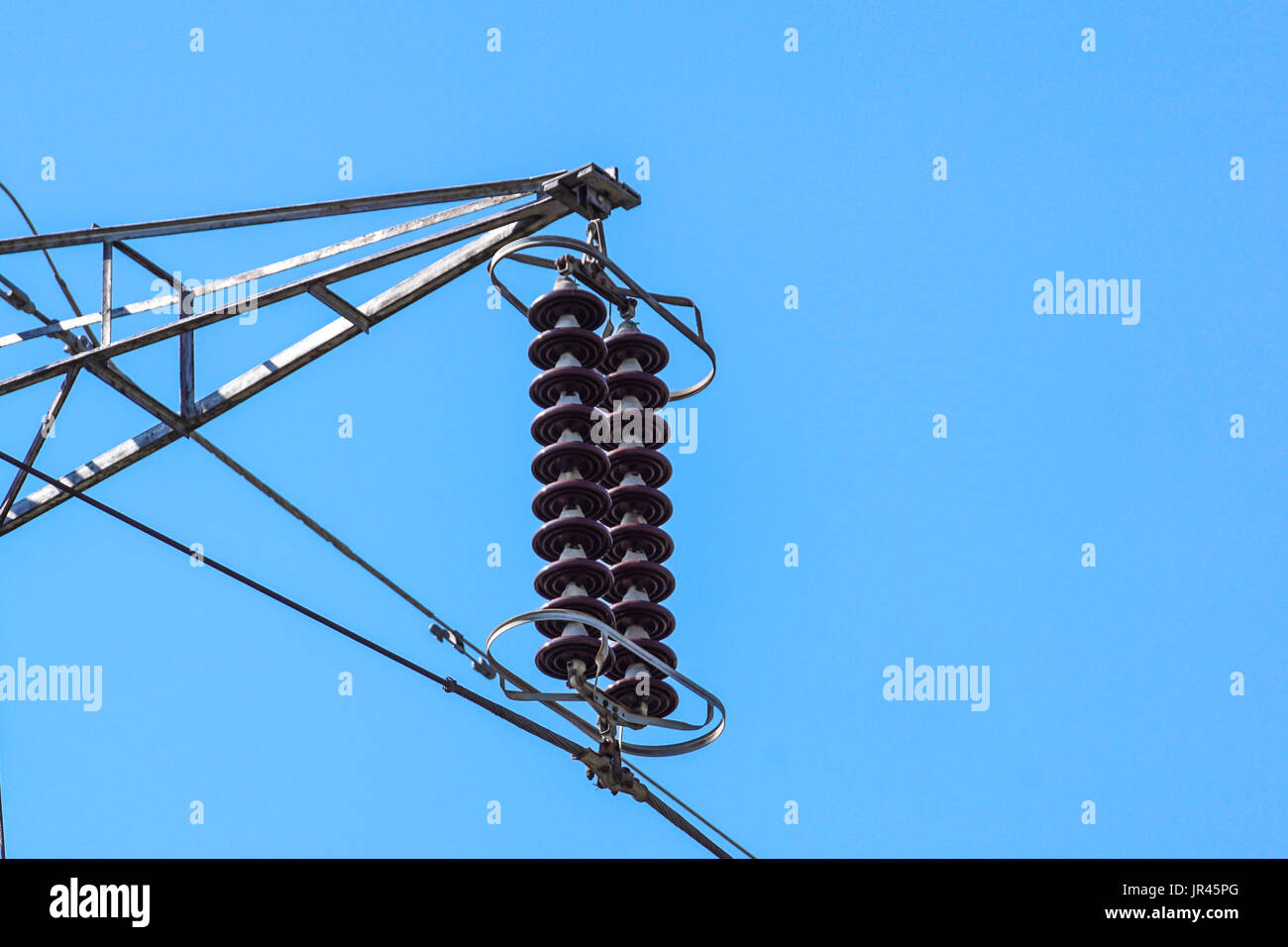 Close up of high voltage insulators at new substation Stock Photo - Alamy