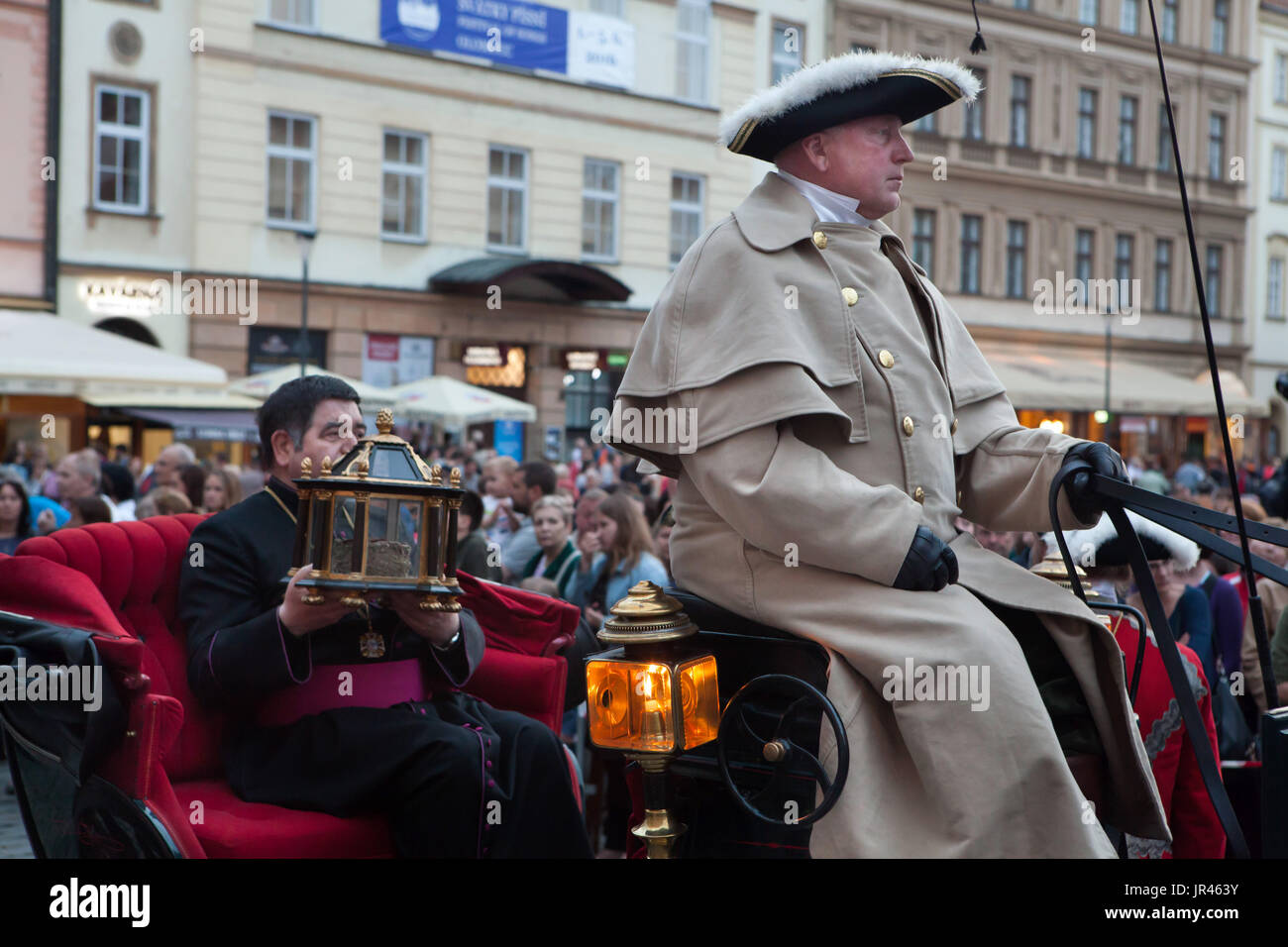 Ceremonial procession with the relics of Saint Paulina of Rome (Pavlína Římská), the patron saint of the city, seen during the city festival in Olomouc, Czech Republic. Stock Photo
