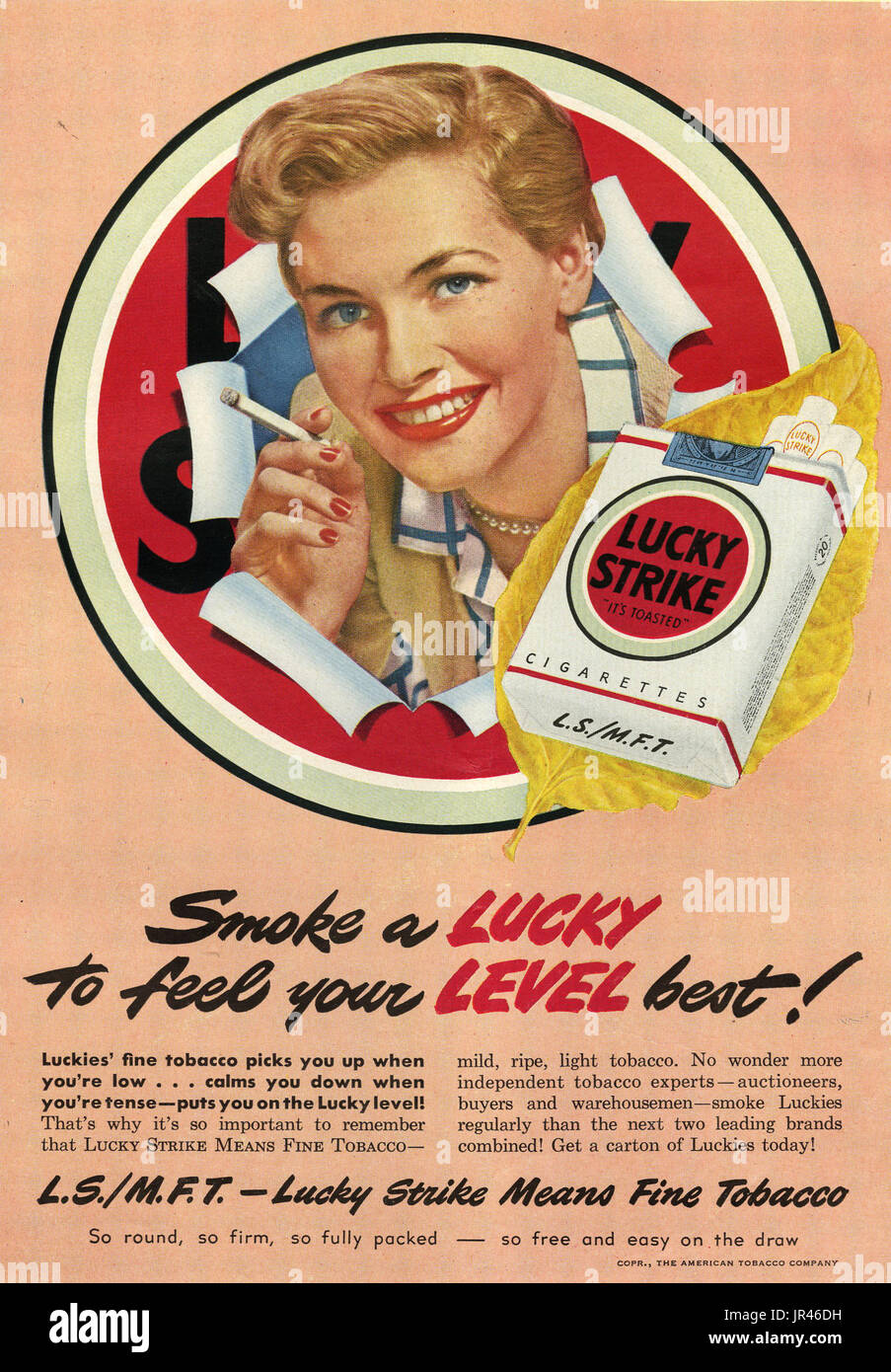 1940s USA Lucky Strike Magazine Advert Stock Photo - Alamy, image size:903x1390