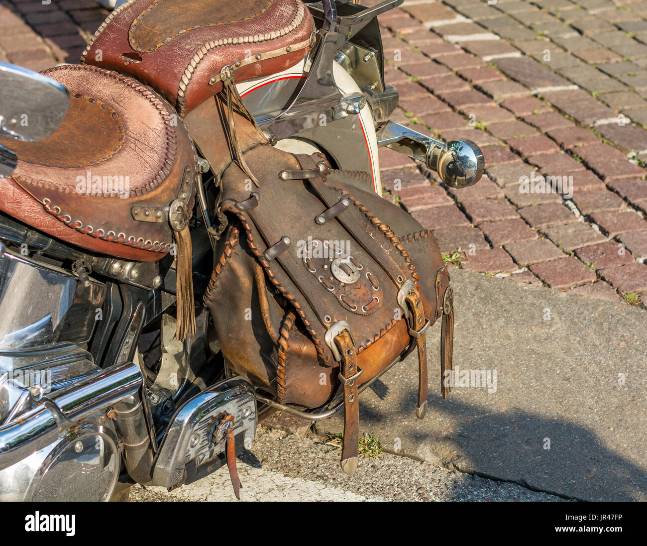 Leather motorcycle luggage hi-res stock photography and images - Alamy