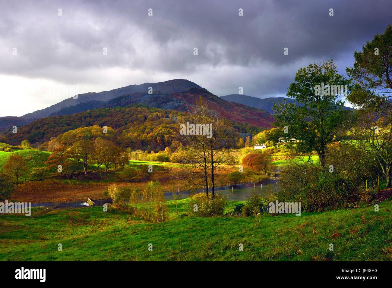 An autumn view of Langdale Valley, Cumbria, United Kingdom Stock Photo