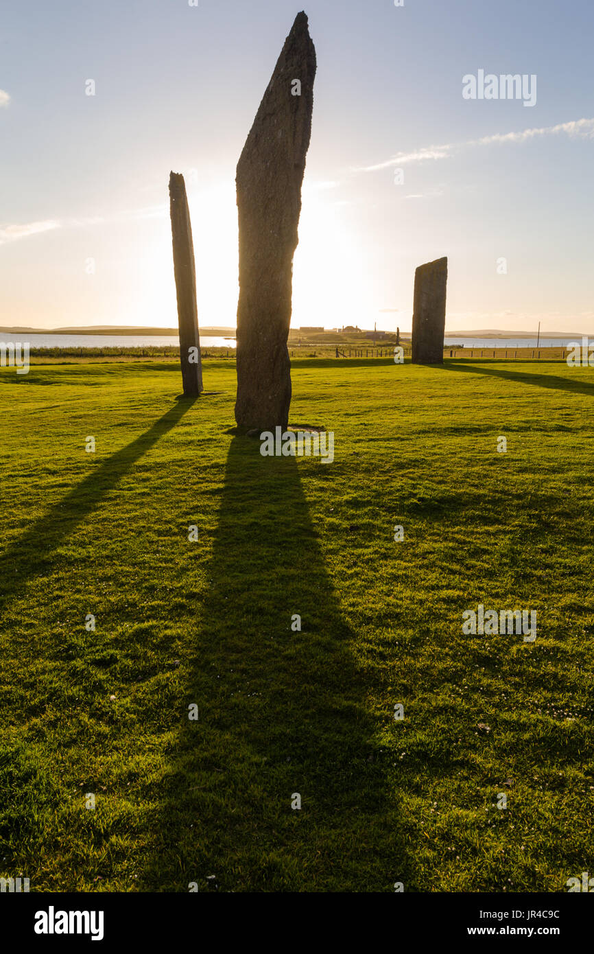 The Standing Stones of Stenness, Orkney at sunset afternoon evening light Stock Photo