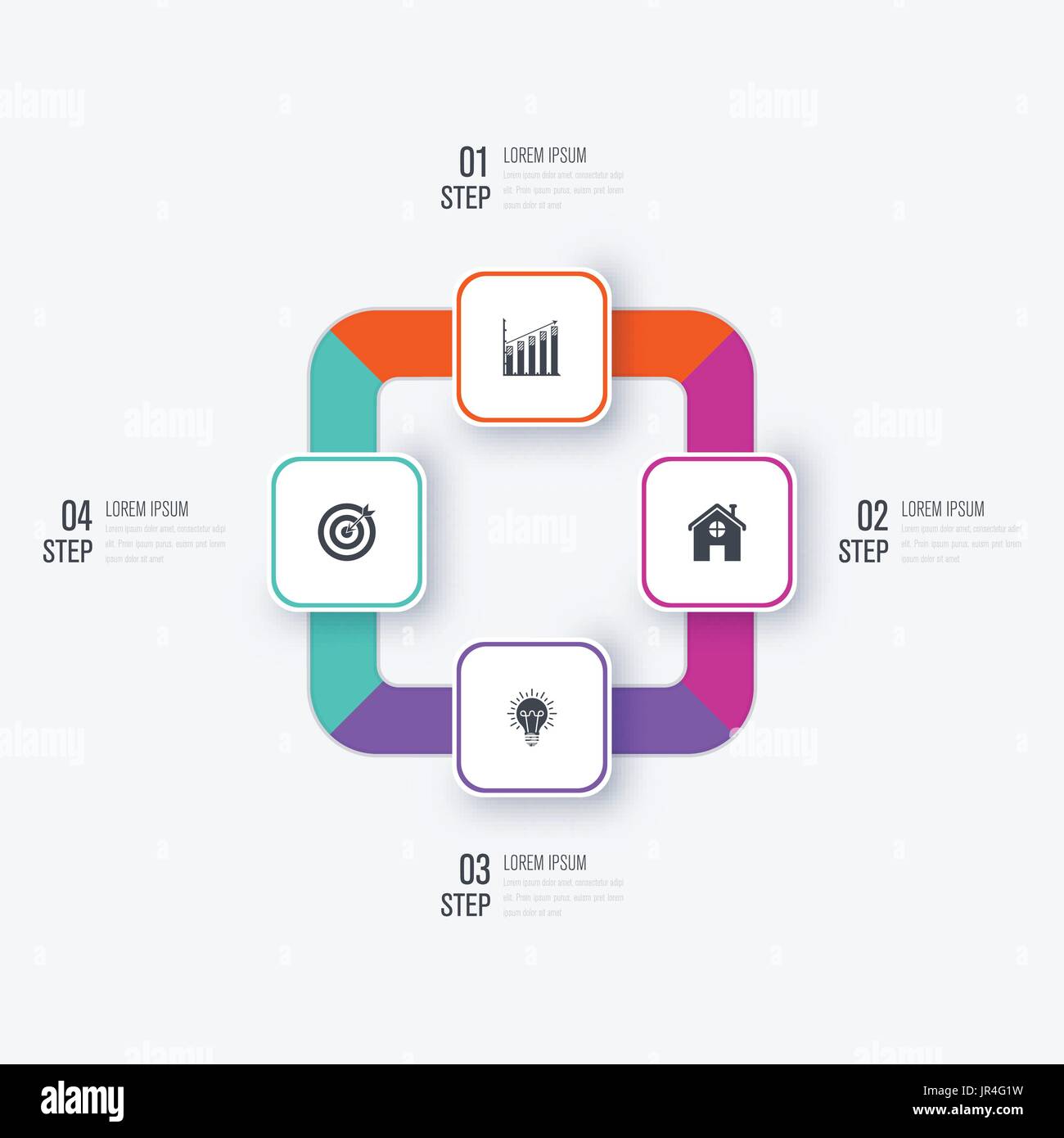 Business infographics template 4 steps with square Stock Vector Image ...