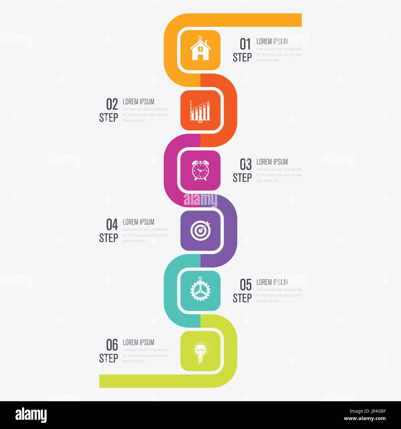 Modern infographics six square process template Stock Vector Image ...