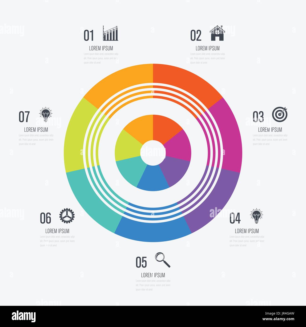 Infographics template 7 options with circle Stock Vector Image & Art ...
