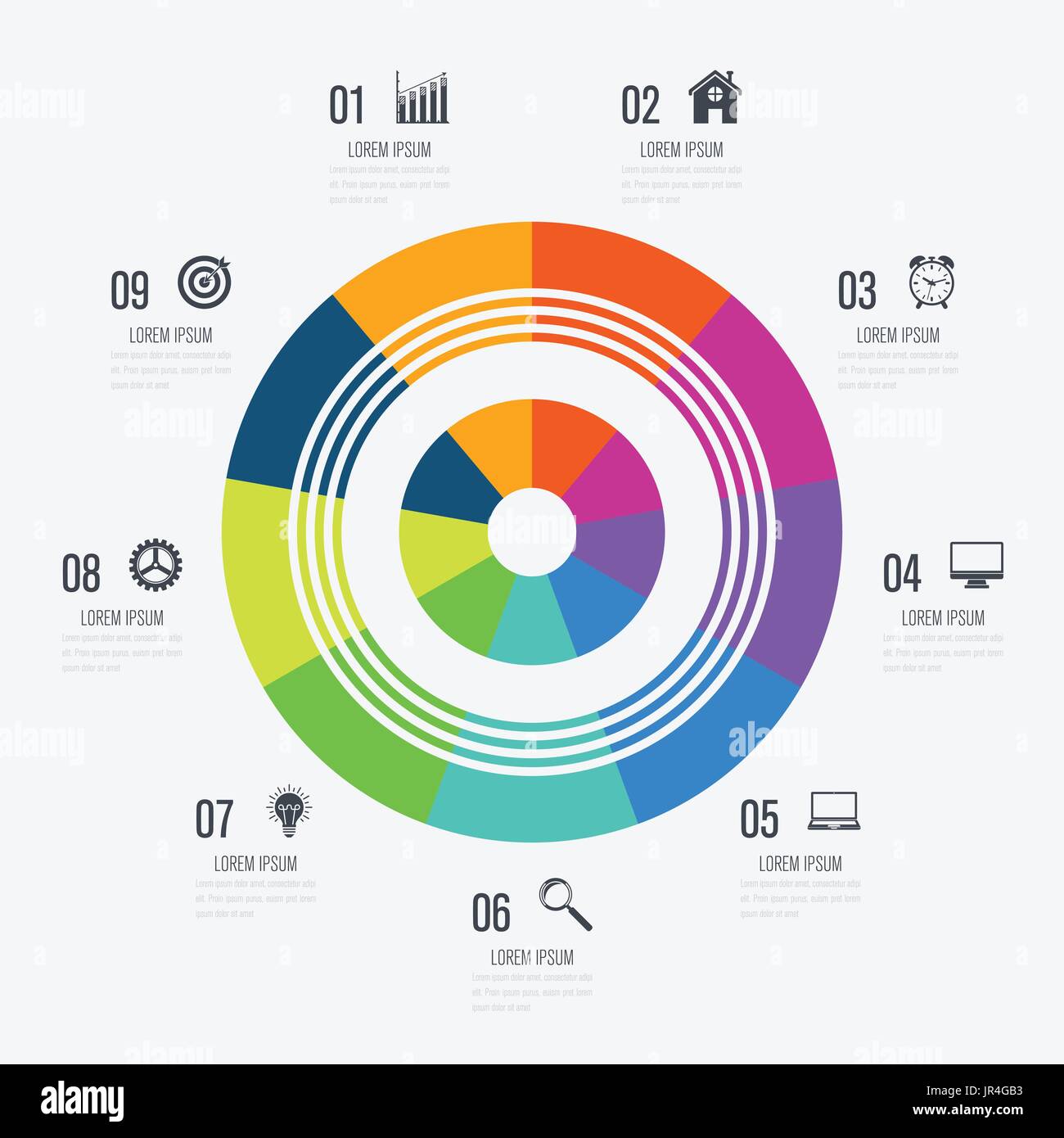 Infographics template 9 options with circle Stock Vector Image & Art ...