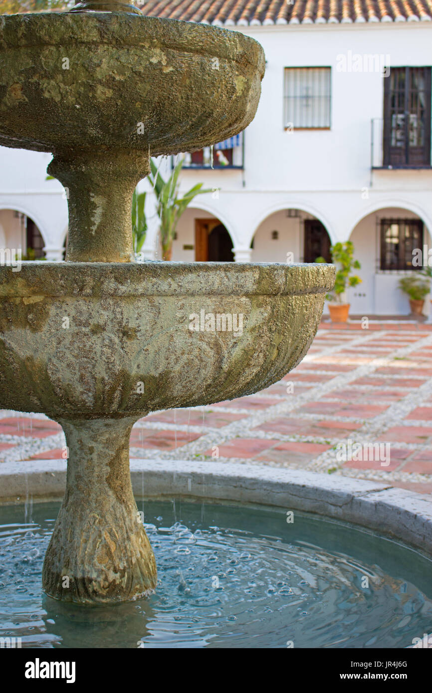 Fountain. Spanish garden. Costa del Sol, Andalusia, Spain Stock Photo
