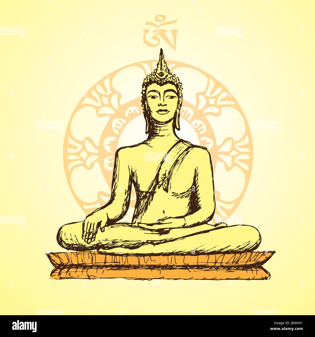 Hand drawn Buddha in meditation. Vector Stock Vector