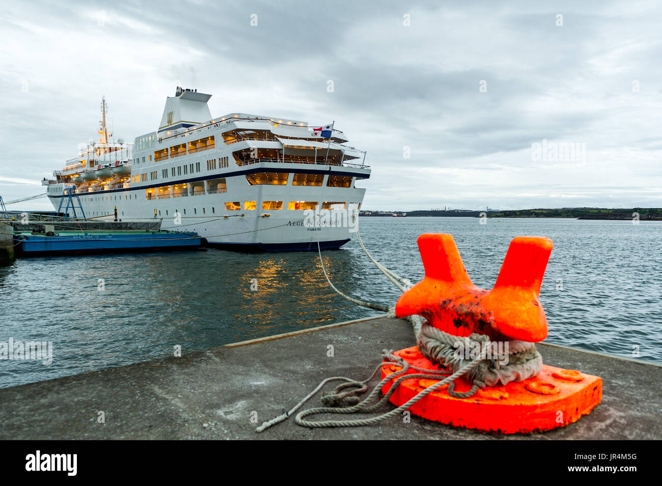 Cruise ship 'Aegean Odyssey' lies moored in Cobh Cruise Terminal, Cobh, County Cork, Ireland. Stock Photo