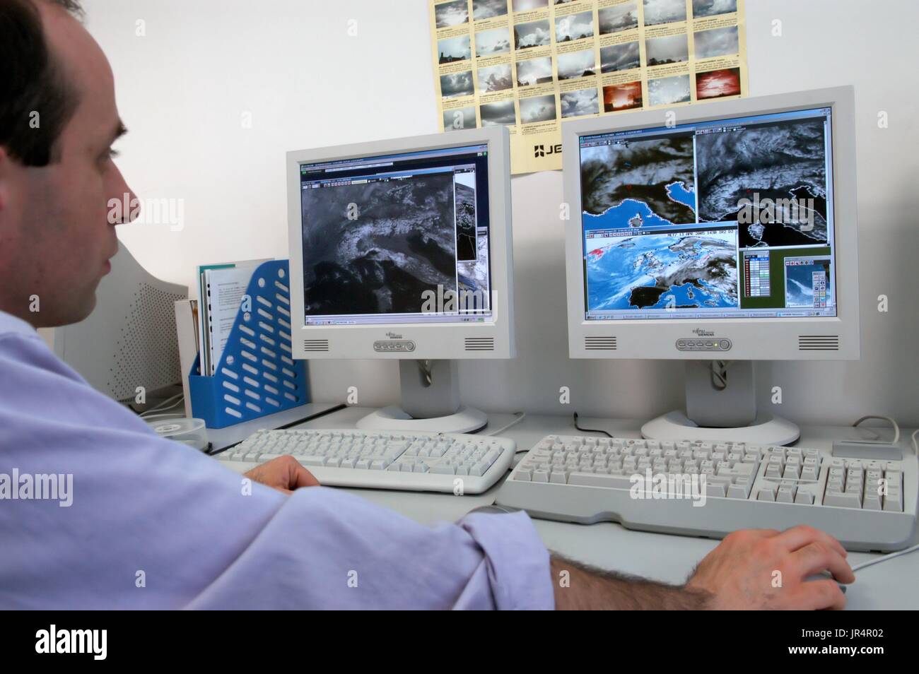 Milan (Lombardy, Italy), ARPA, Regional Agency for Environmental Protection, operational meteorological room Stock Photo