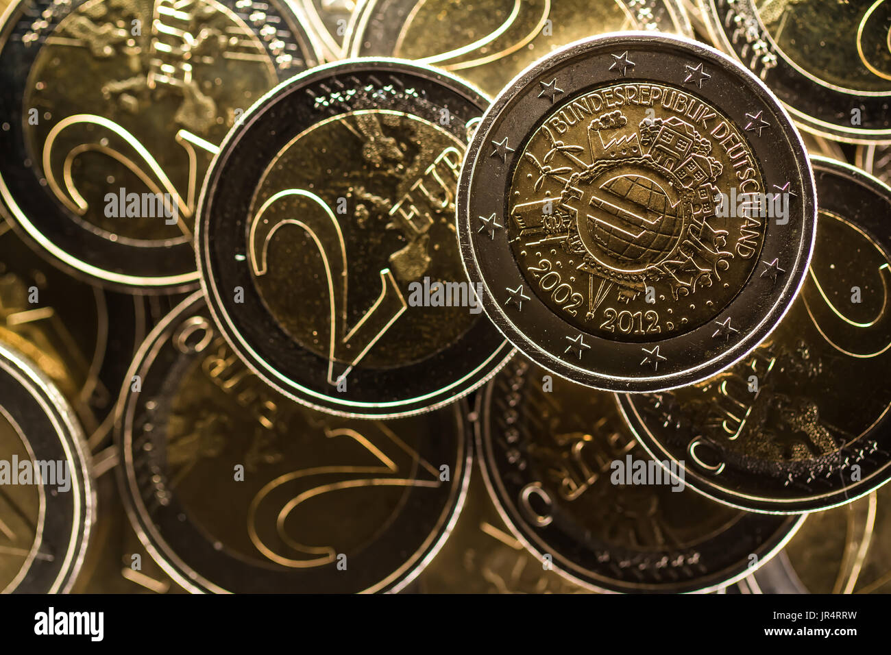 euro coins money rich poor Stock Photo