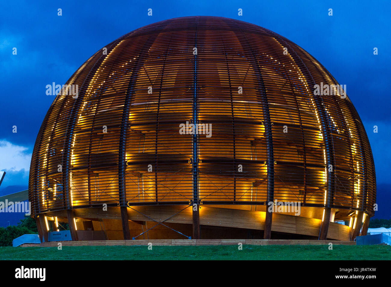 GENEVA, SWITZERLAND - JUNE 8, 2016: The Globe of Science & Innovation in CERN research center, home of Large Hadron Collider (LHC), buld for test theo Stock Photo