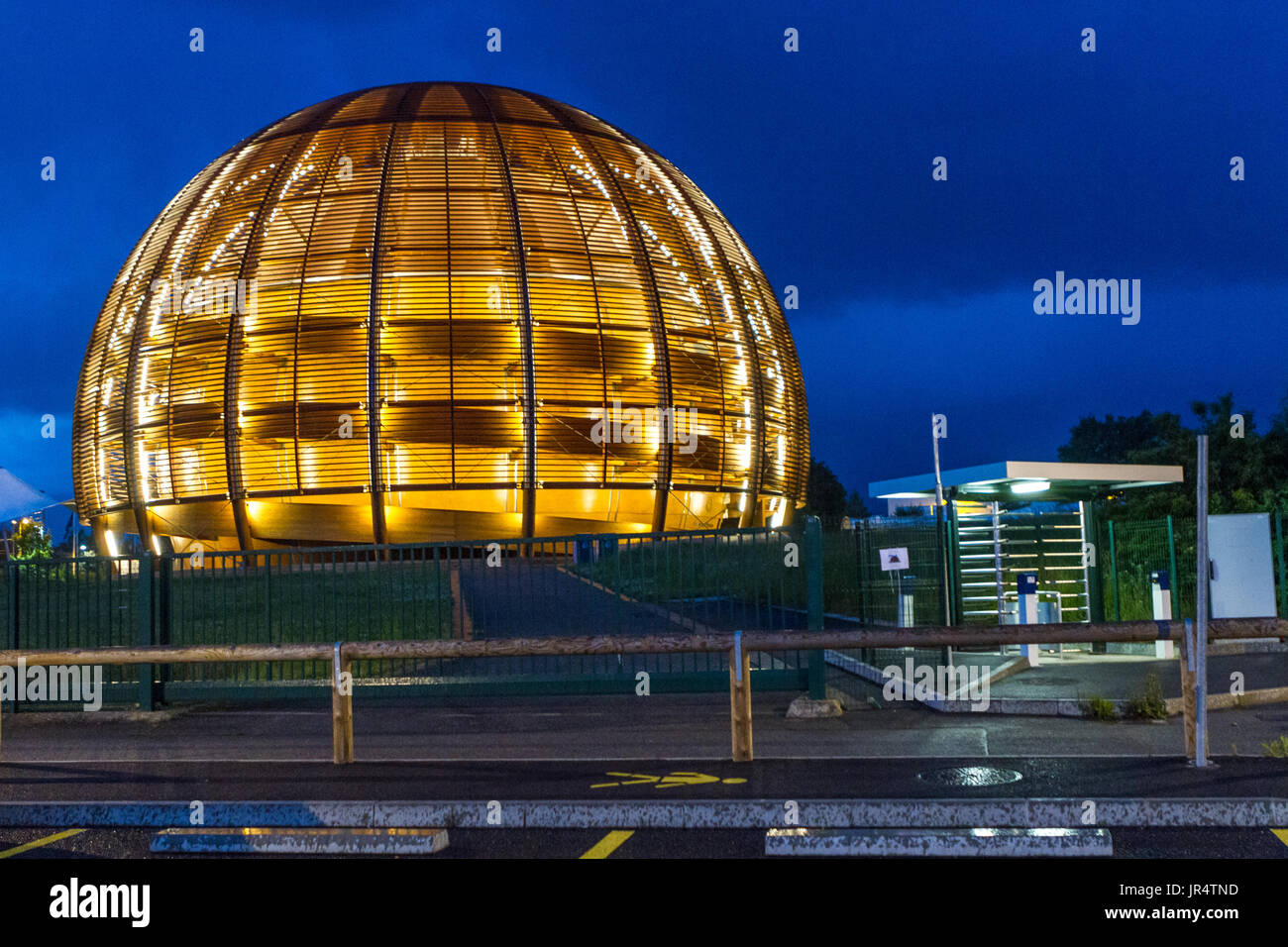 GENEVA, SWITZERLAND - JUNE 8, 2016: The Globe of Science & Innovation in CERN research center, home of Large Hadron Collider (LHC), buld for test theo Stock Photo
