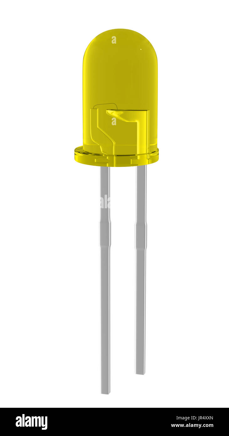 3D realistic render of yellow glossy 3mm led diode. isolated on white  background with clipping path Stock Photo - Alamy