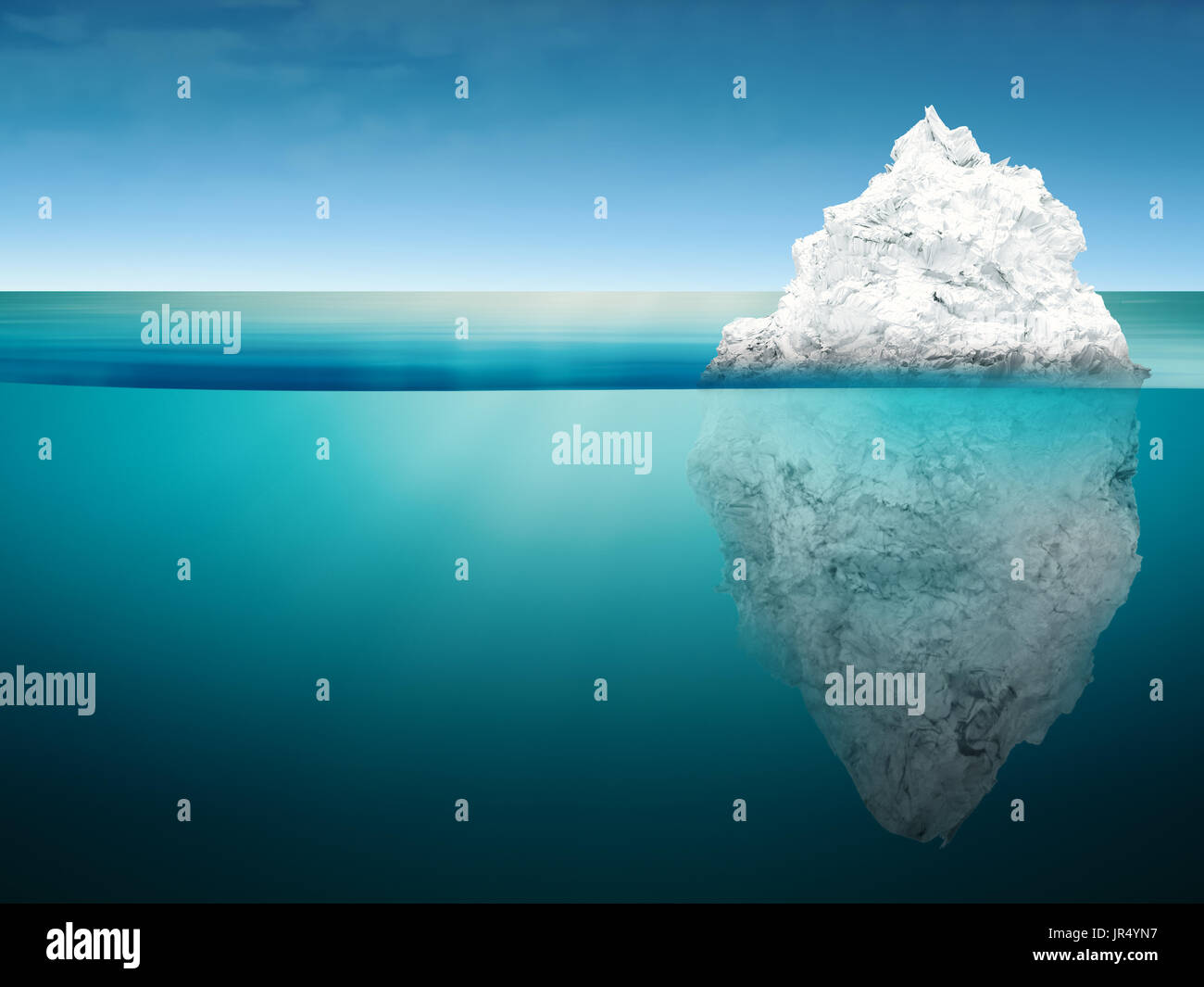 3d rendering iceberg model on blue ocean Stock Photo