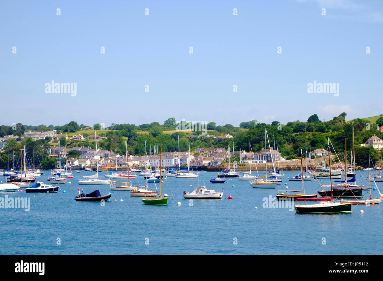 Sailing boats and yachts in Falmouth harbour, Falmouth, Cornwall, UK Stock Photo