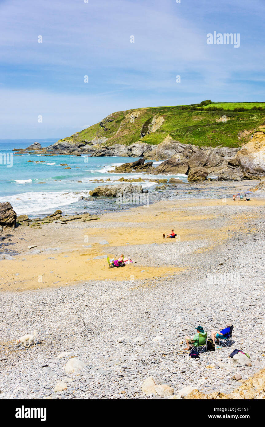 UK Beach, Cornwall, UK - Dollar Cove beach UK, Gunwalloe, Lizard Peninsula, Cornwall in summer Stock Photo