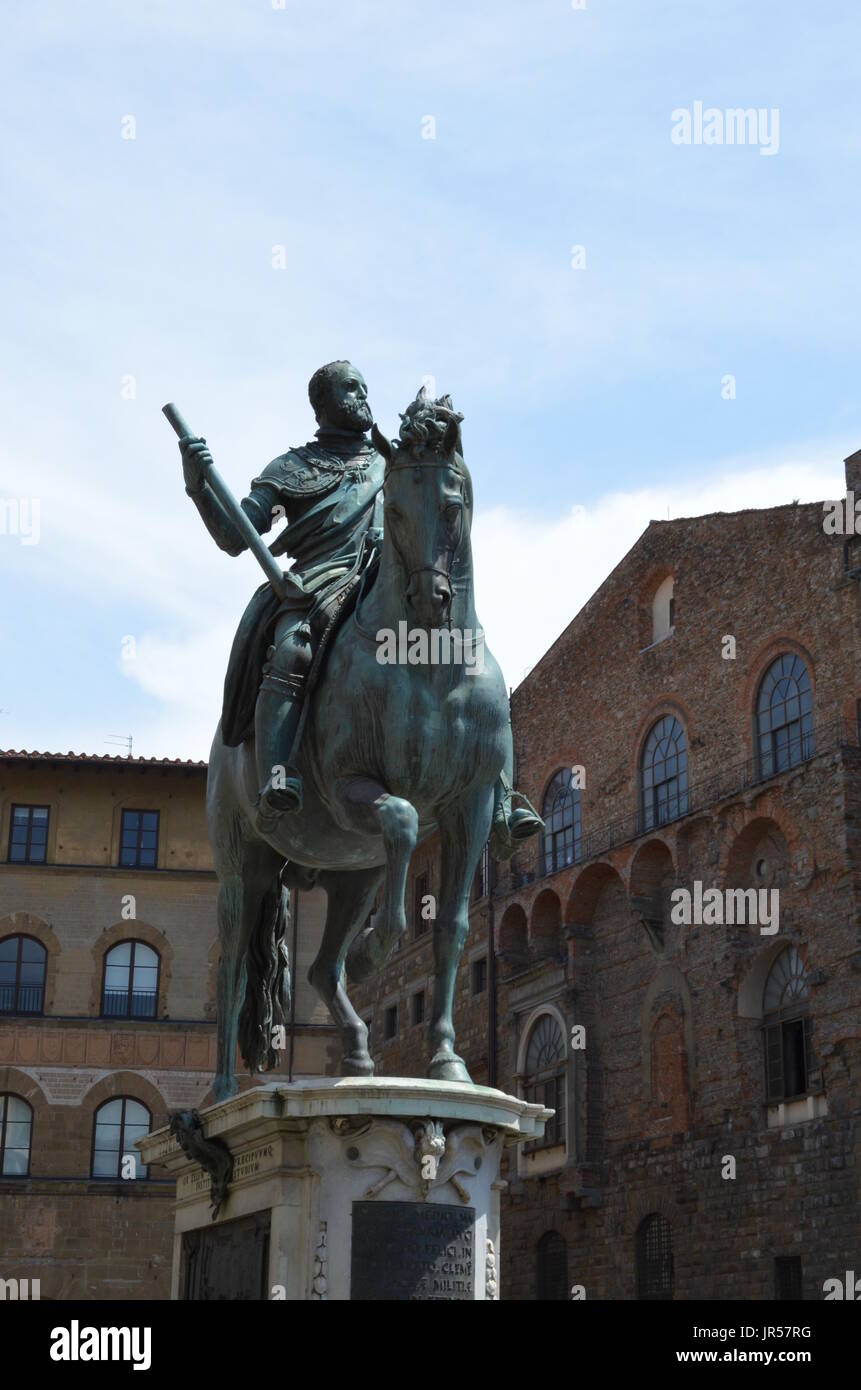 Equestrian statue of Cosimo de Medici Stock Photo