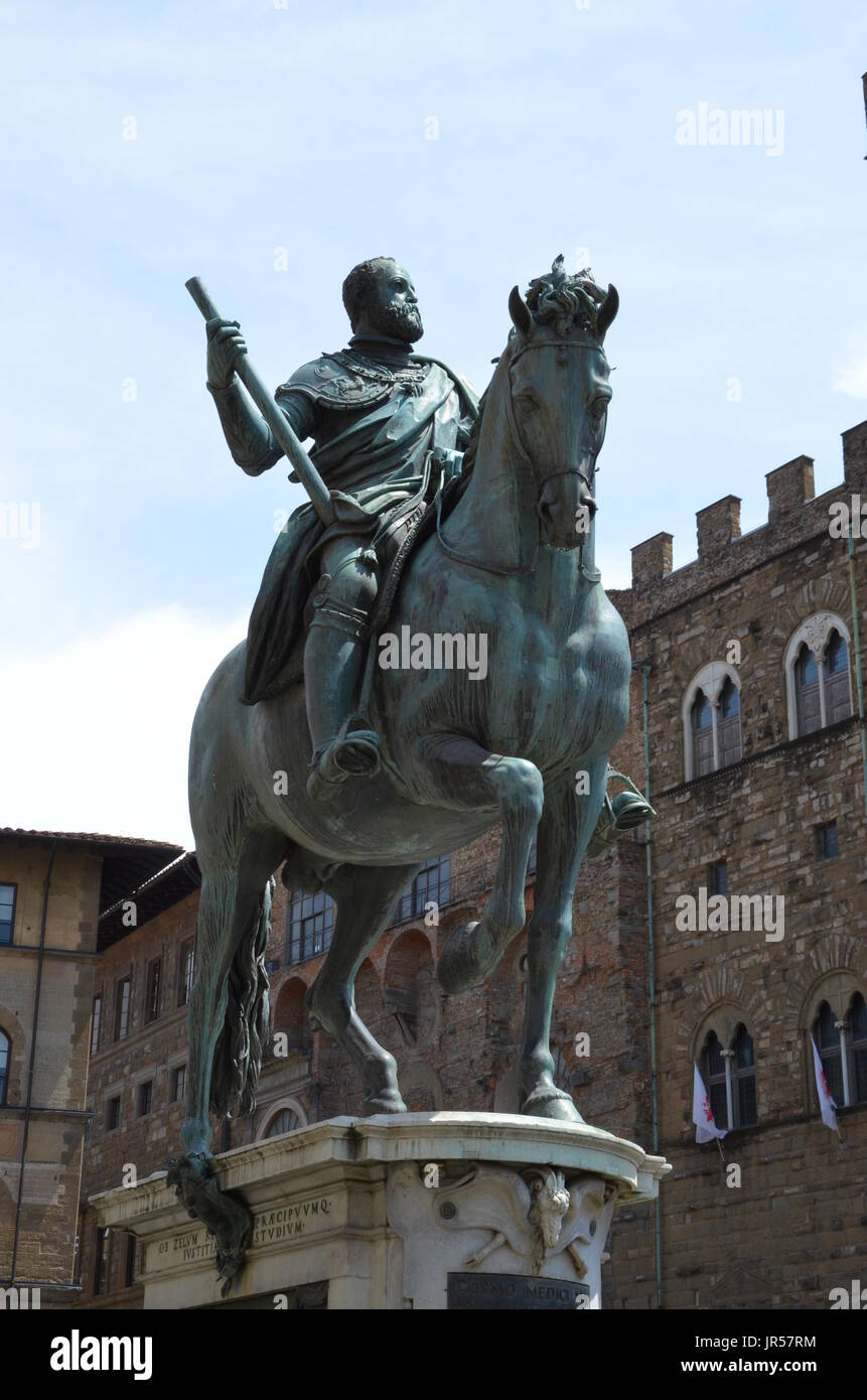 Equestrian statue of Cosimo de Medici Stock Photo