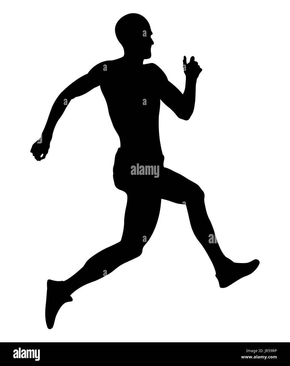 jump and flying men athlete jumper black silhouette Stock Photo