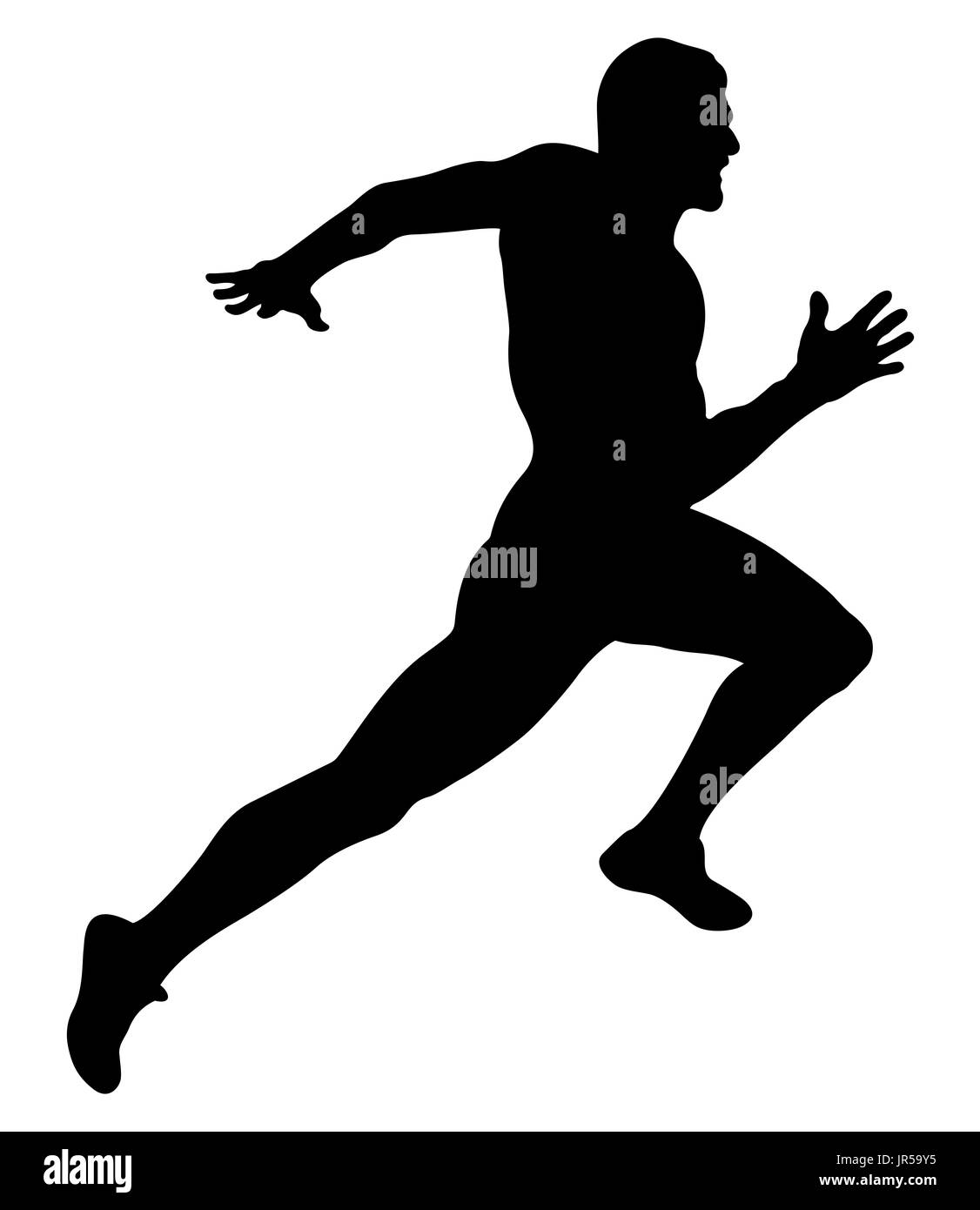explosive running muscular sprinter runner black silhouette Stock Photo