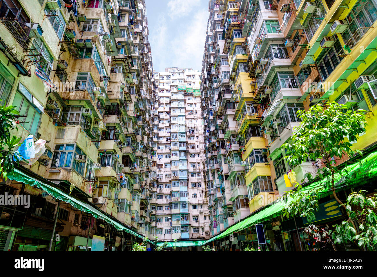Over-crowded housing in Hong Kong's old residential district of Quarry