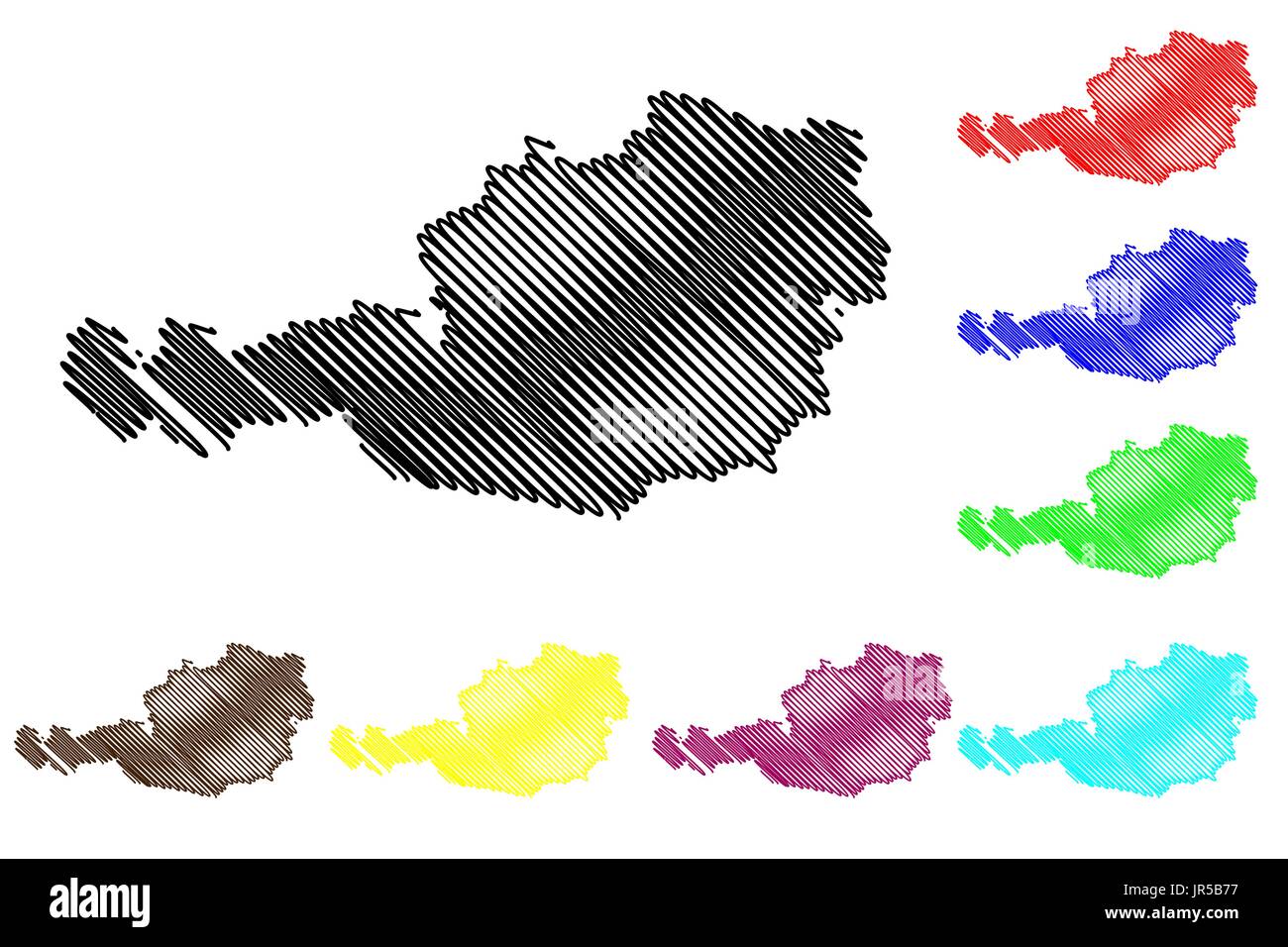 Austrian map vector illustration, scribble sketch France map Stock Vector