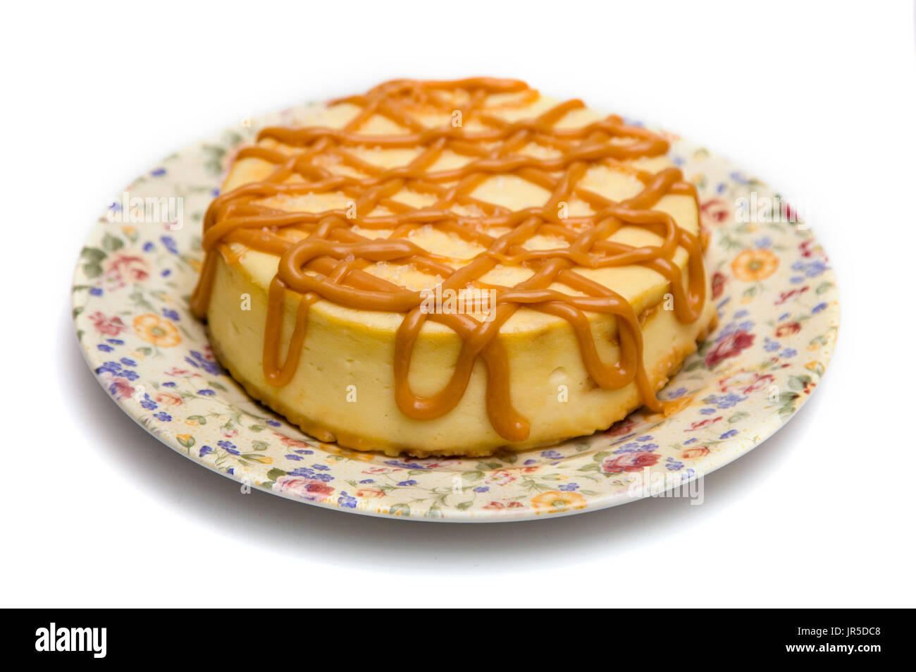 Single Layered Salted Caramel Drizzled Cheesecake Stock Photo Alamy