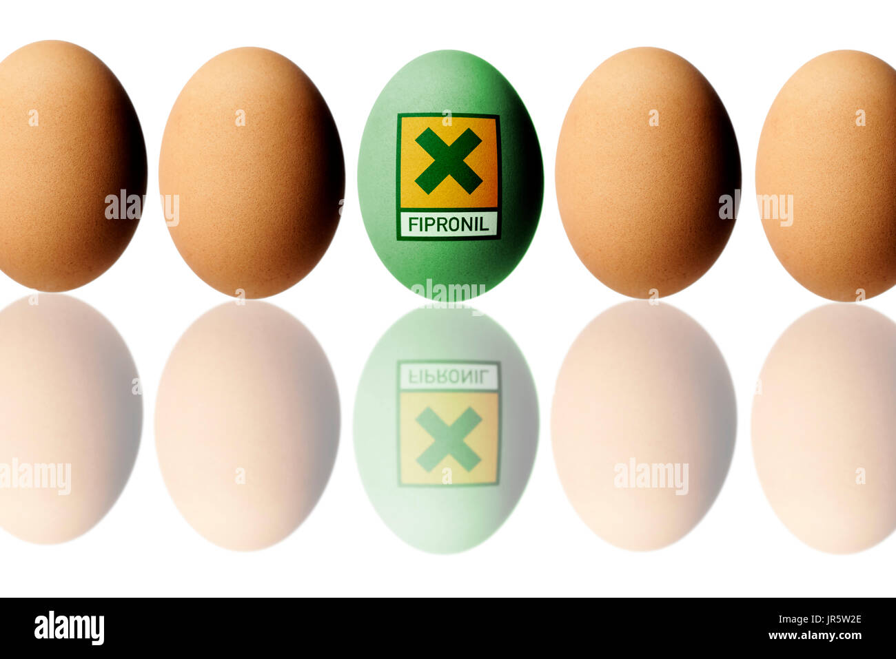 Eggs contaminated with fipronil Stock Photo