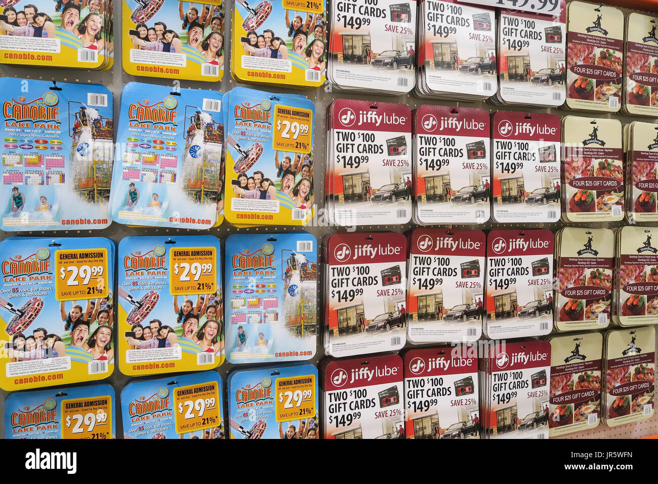 Prepaid Gift Cards Display In Costco Whole Usa Stock Image