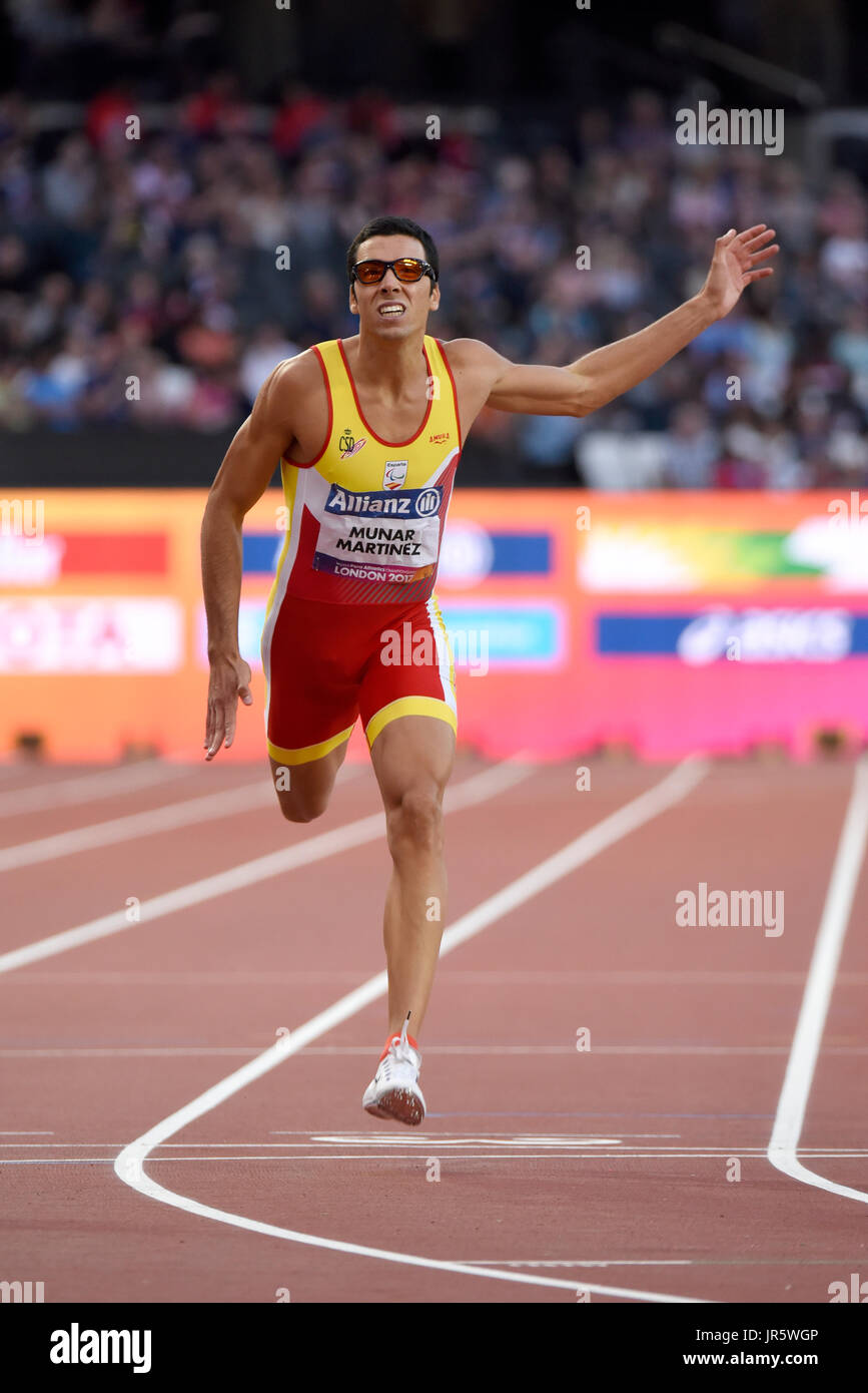 Joan Munar Martinez competing in the T12 200m visually impaired at the World Para Athletics Championships, London Stadium Stock Photo