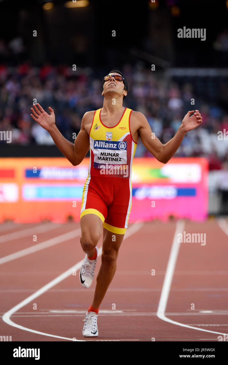 Joan Munar Martinez competing in the T12 200m visually impaired at the World Para Athletics Championships, London Stadium Stock Photo