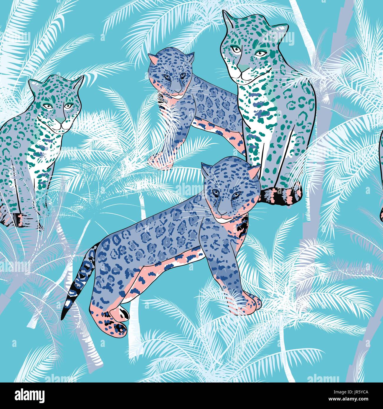 Vector Beautiful exotic tropical summer pattern with palm trees Stock ...