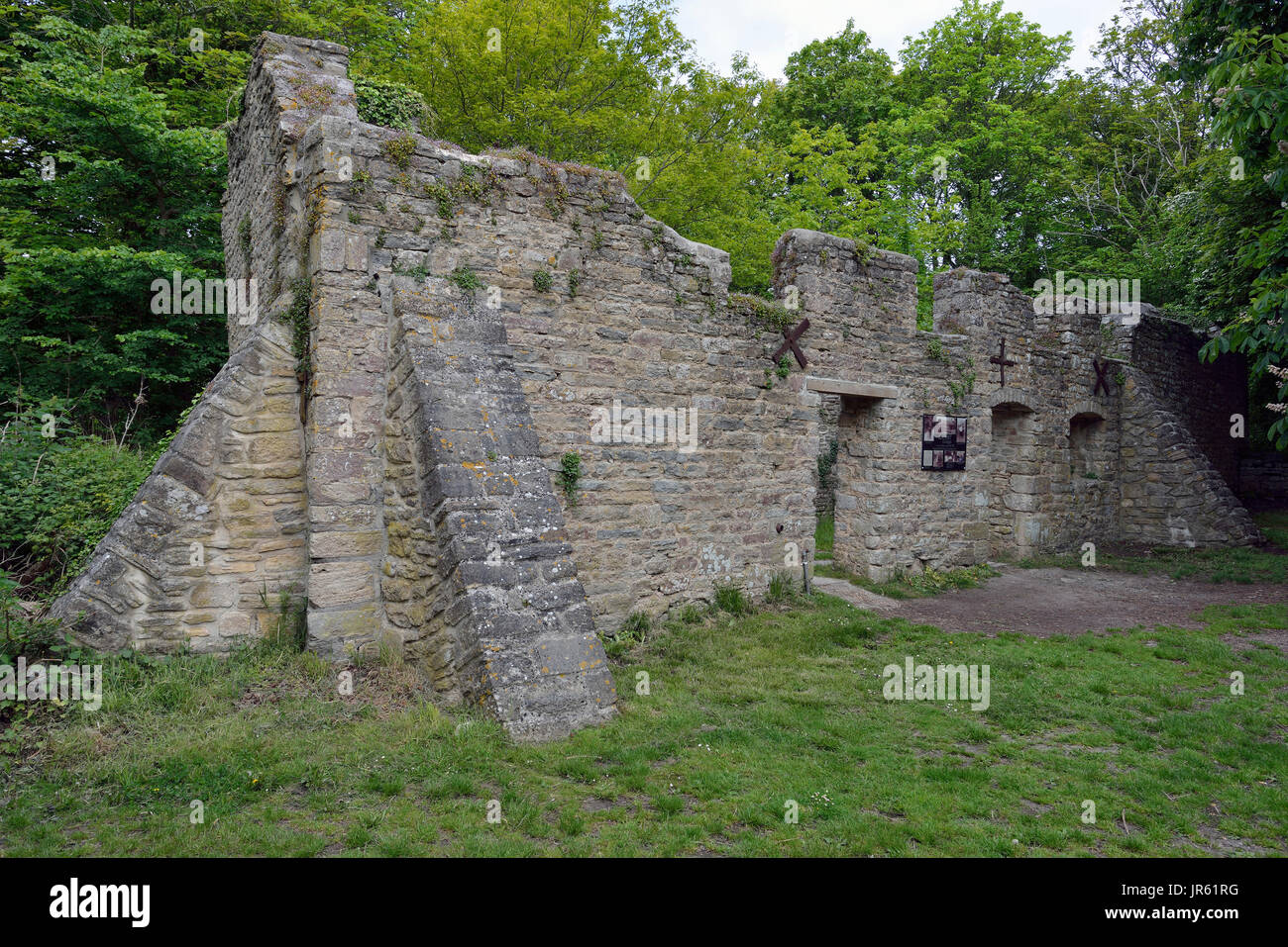 Remains of Rectory Cottages, Tyneham, Dorset Abandoned in 1943 Stock Photo