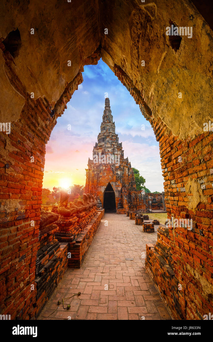 Wat Chaiwatthanaram temple in Ayuthaya Historical Park, a UNESCO world heritage site, Thailand Stock Photo
