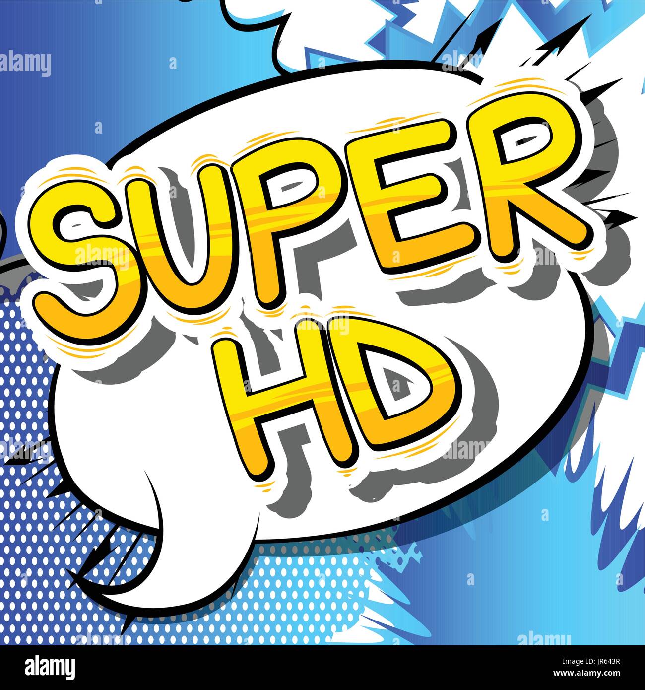 Super HD - Comic book style phrase on abstract background. Stock Vector