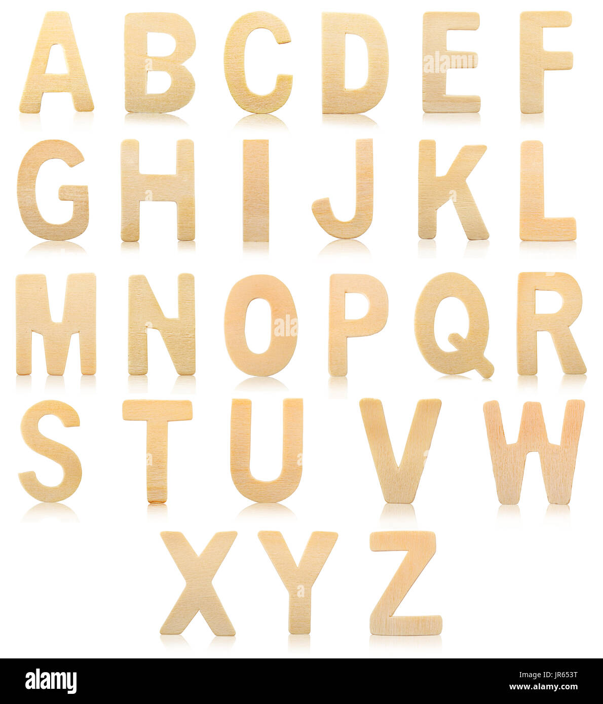 Set of Wooden alphabet letters isolated on white background Stock Photo