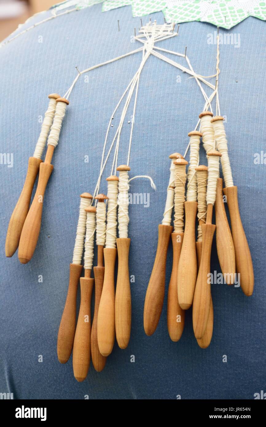 Lace making bobbins Stock Photo Alamy