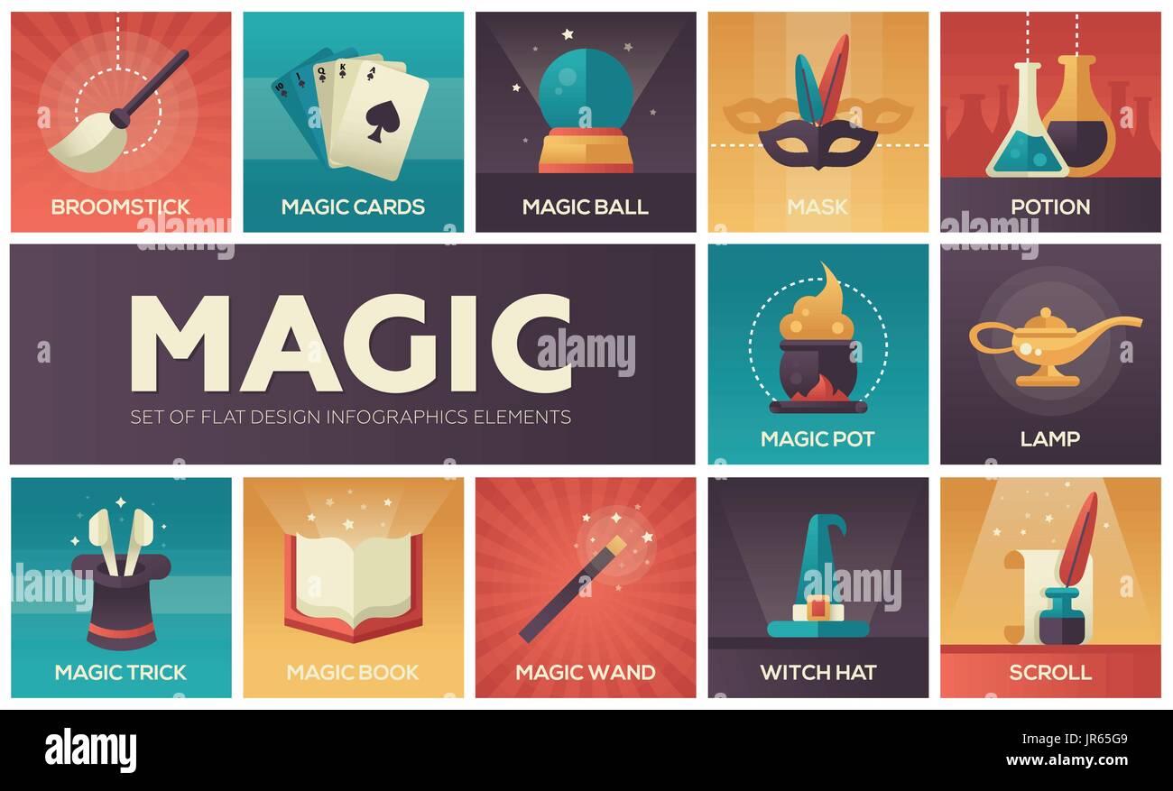 Magic and fairy tale - modern vector line design icons and