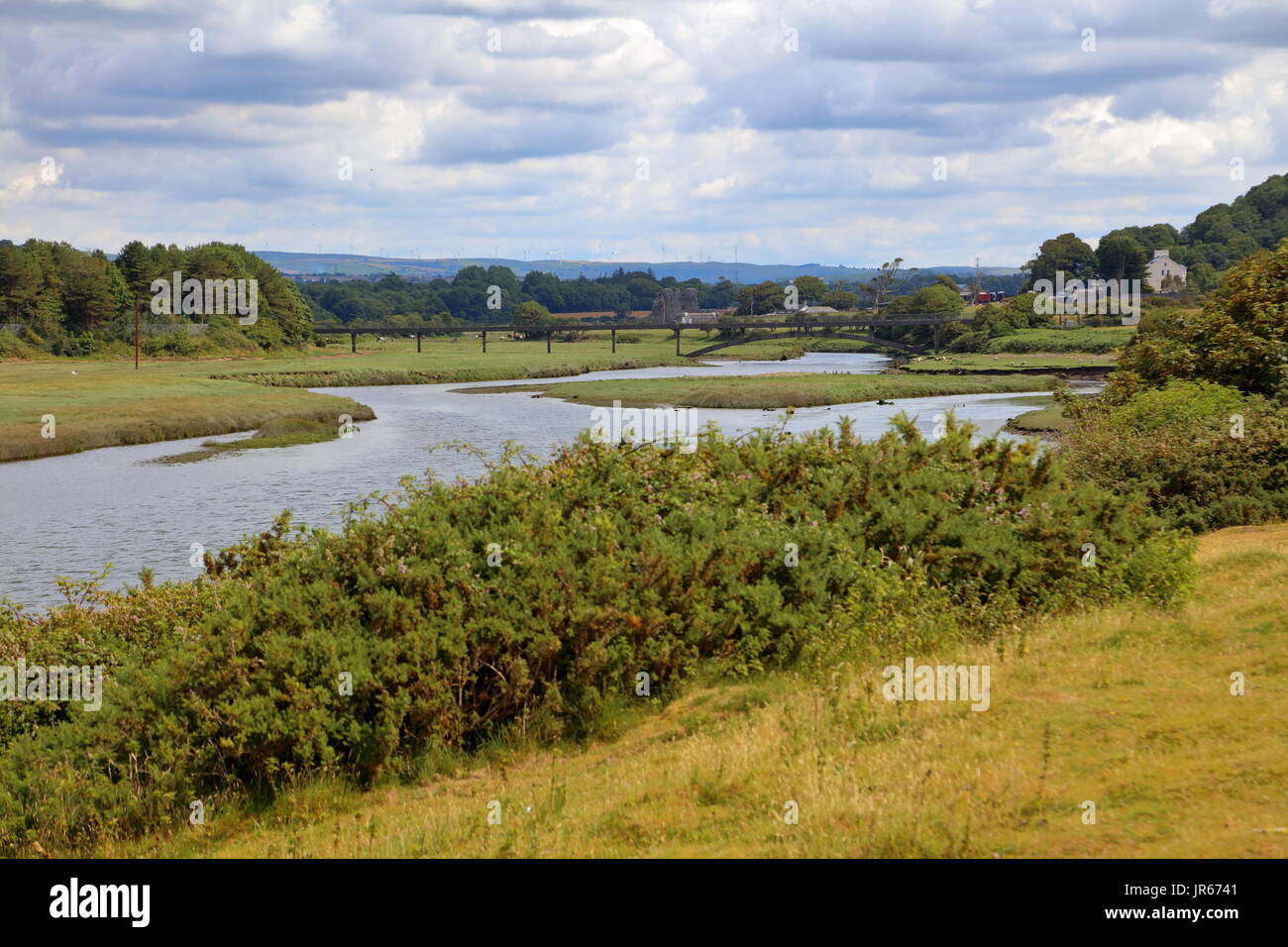 The river Ogmore at Ogmore village showing the Welsh water river bridge