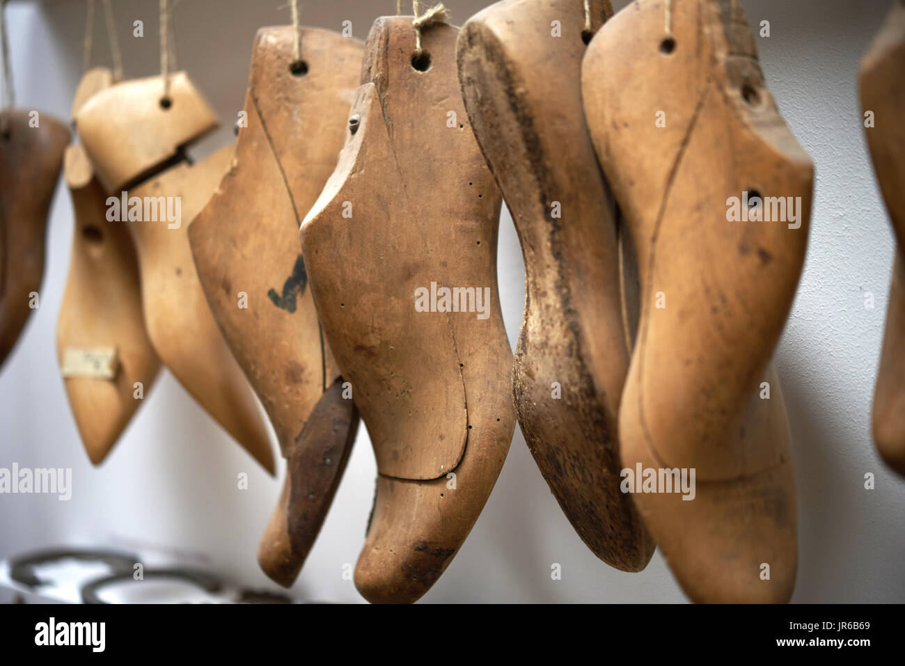 Wooden shoe Lasts from a traditional Shoemaker Stock Photo - Alamy