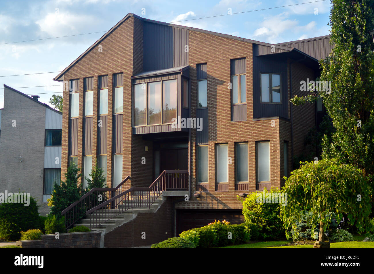 Expensive modern townhouses with huge windows in Montreal, Canada Stock