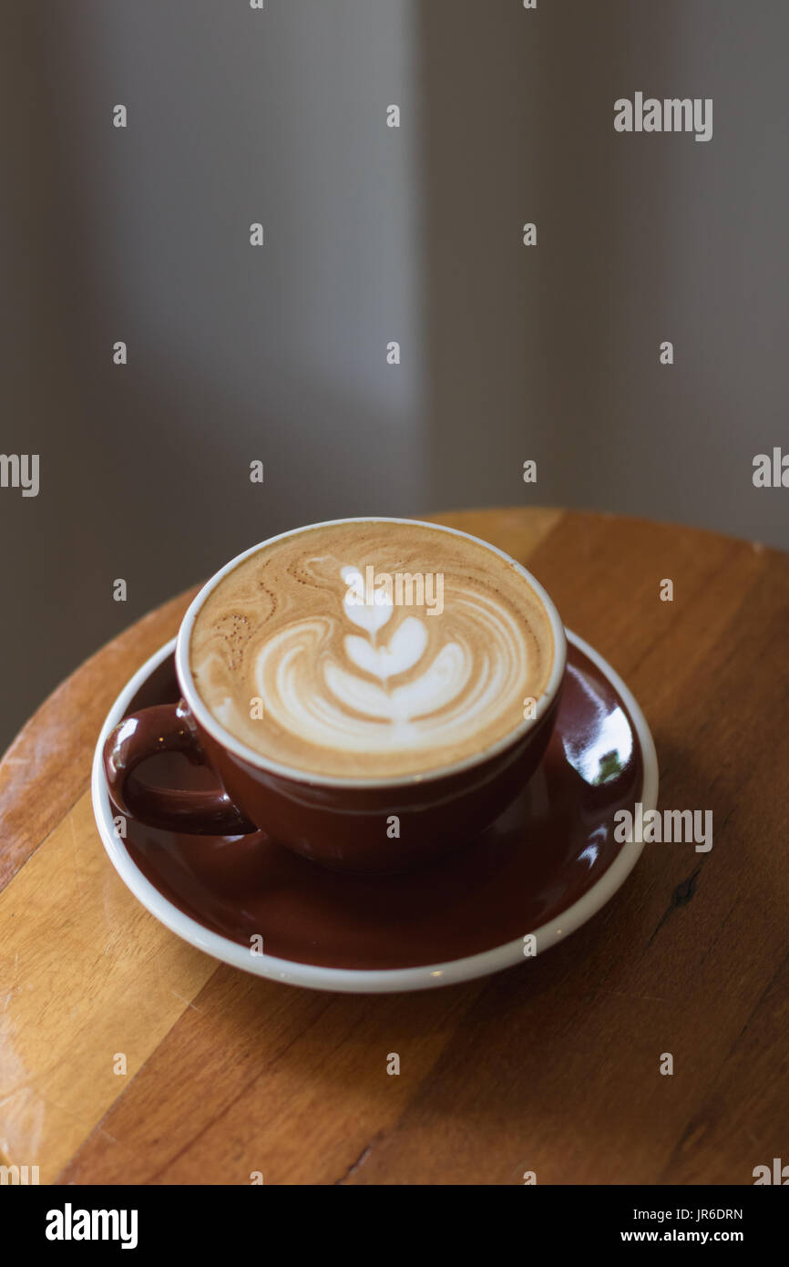 Hot coffee latte with beautiful latte art Stock Photo Alamy