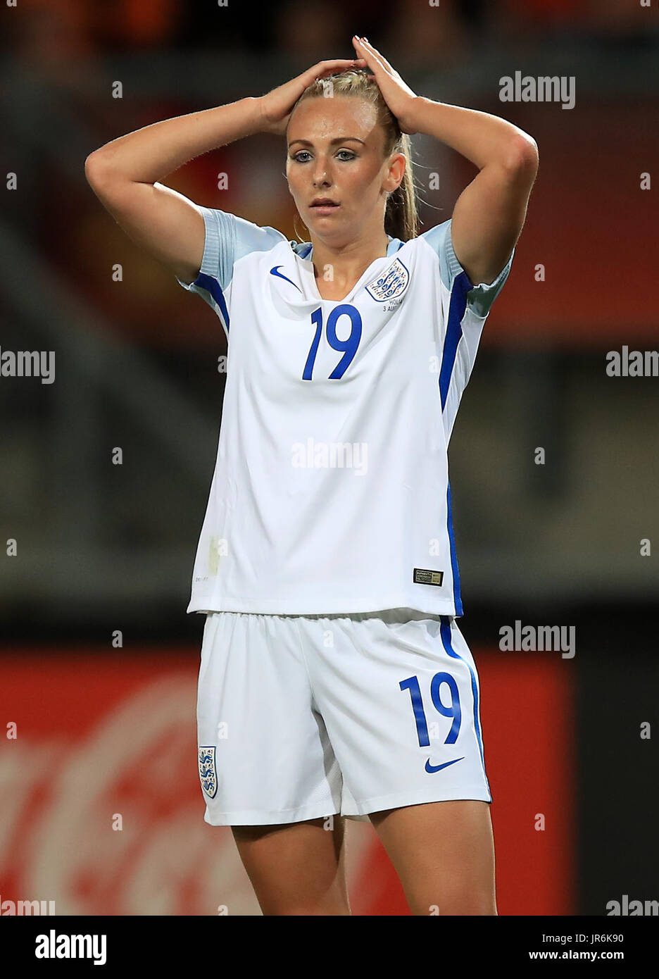 England's Toni Duggan appears dejected during the UEFA Women's Euro 2017 match at the De Grolsch Veste, Enschede. Stock Photo