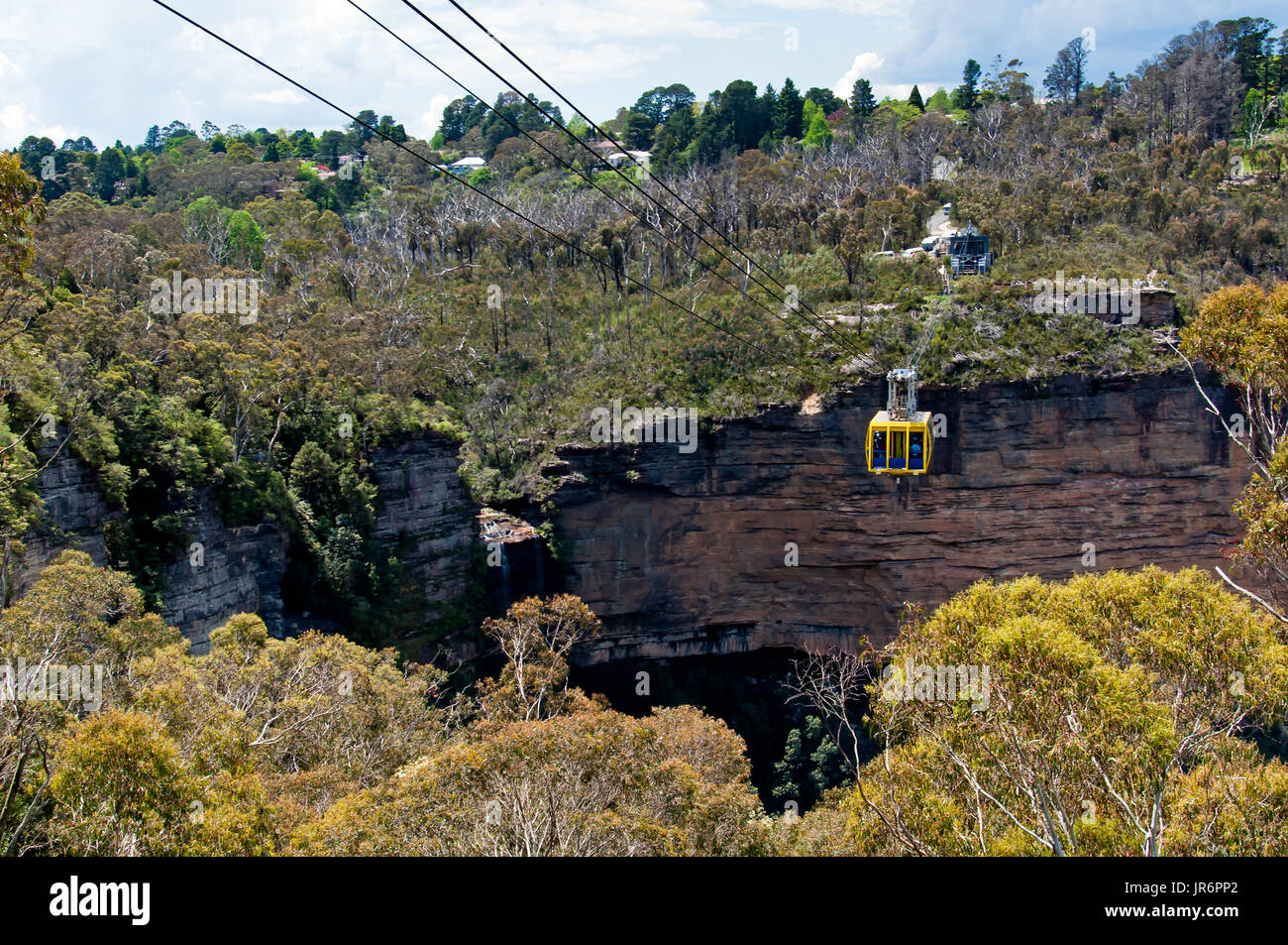 Sky-rail cable car at Blue Mountains, one of things to do in World Heritage-listed Blue Mountains of Australia. Stock Photo