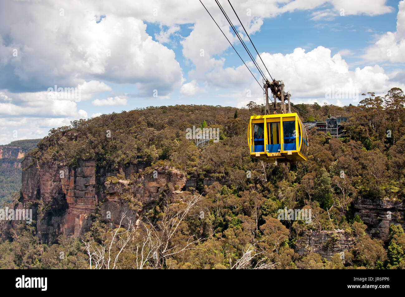 Sky-rail cable car at Blue Mountains, one of things to do in World Heritage-listed Blue Mountains of Australia. Stock Photo