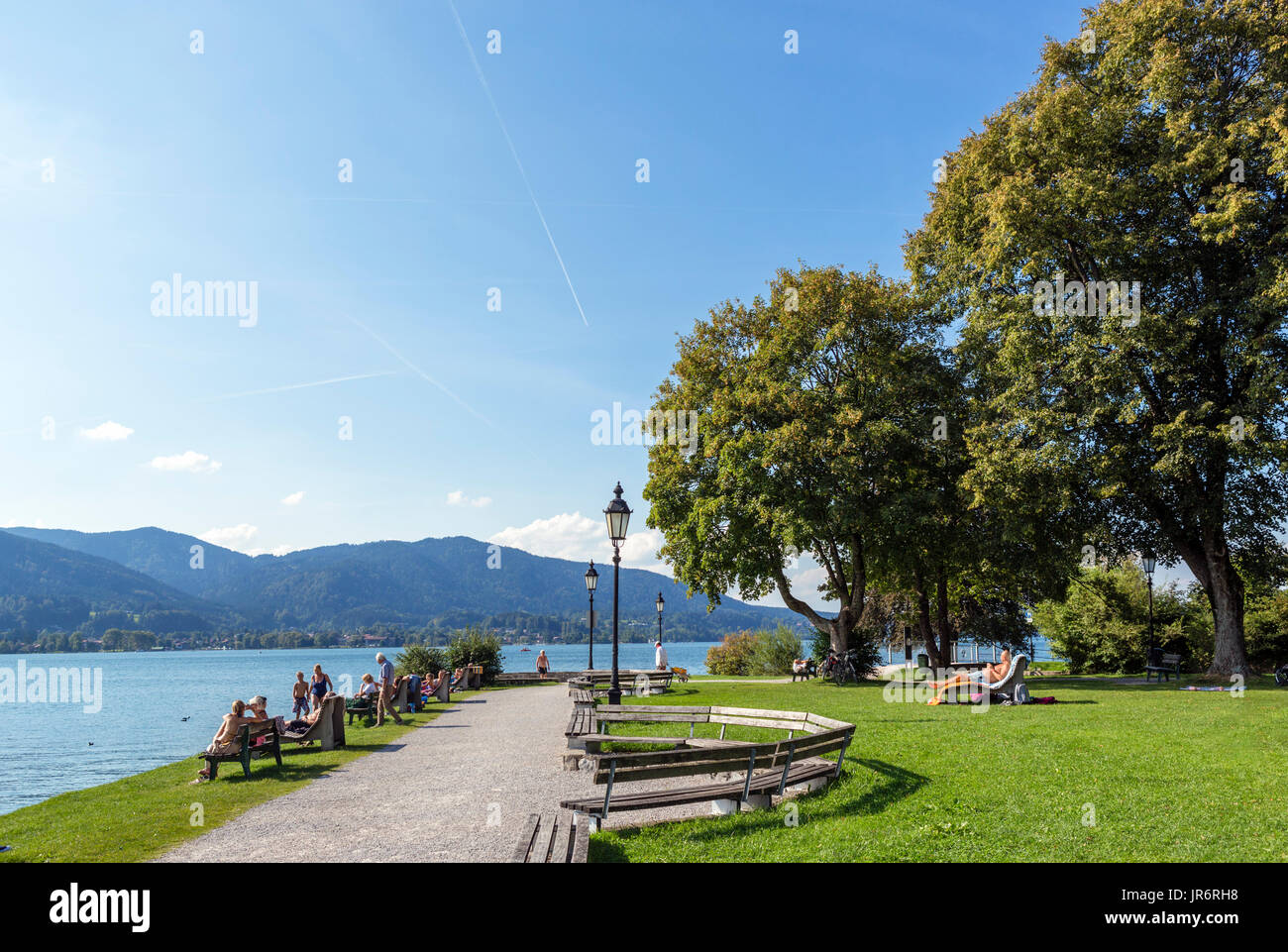 Lakefront at Tegernsee, Lake Tegernsee, Bavaria, Germany Stock Photo