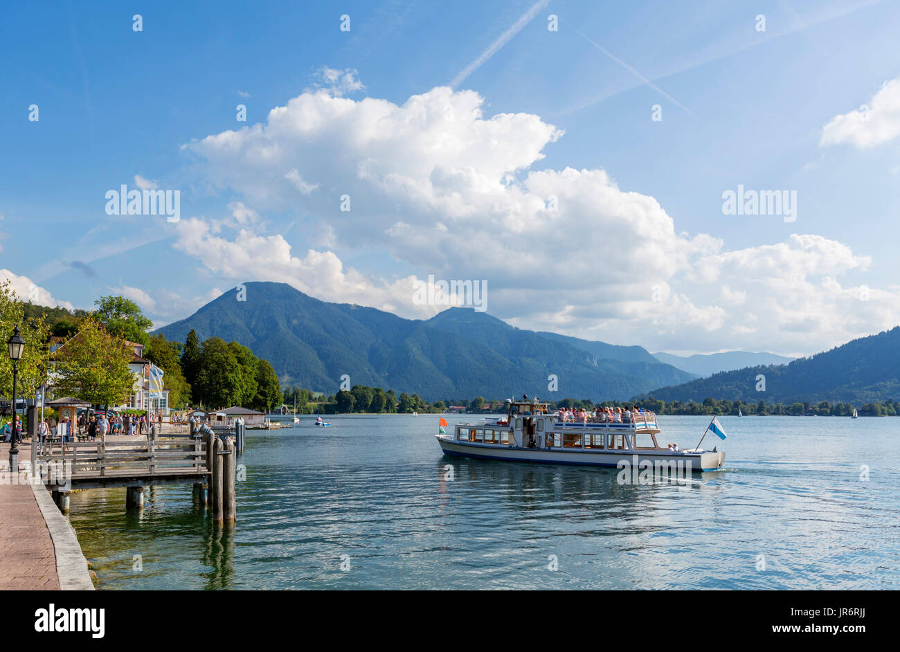 Cruise boat on Lake Tegernsee, Tegernsee, Bavaria, Germany Stock Photo