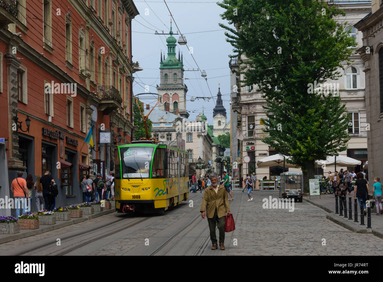 Street scene. Lviv, Ukraine Stock Photo