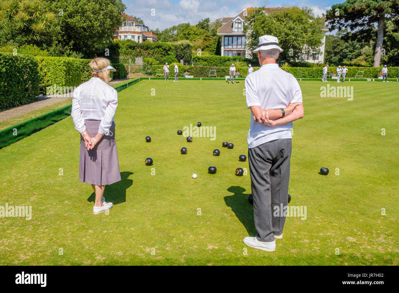 People playing bowls on a bowling green at the Argyll Bowling Club